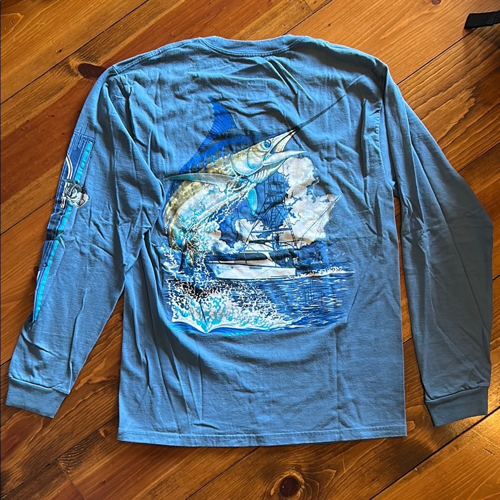 Guy Harvey Marlin Graphic Long Sleeve Shirt - Blue